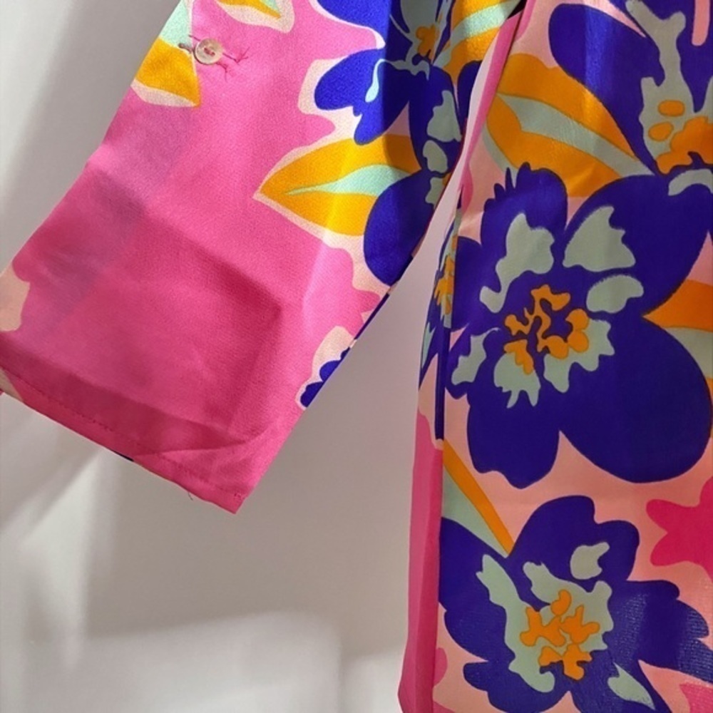 Jodifl Pink and Blue Floral Long Sleeve Blouse NWT - Picture 5 of 14